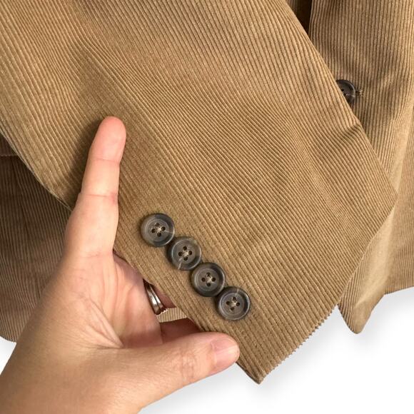 Chaps Light Brown Cotton Corduroy Paisley Lined Two Button Blazer Men's Size 48R - Picture 7 of 12